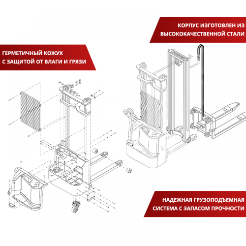 Самоходный штабелер OXLIFT AX-1235 (г/п 1200 кг, в/п 3.5 м) фото 11